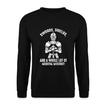 Swords, shields, and a whole lot of medieval misch - Unisex Sweatshirt - black - Front - Alina (178cm) & Michal (187cm)