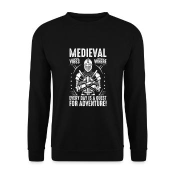 Medieval vibes : où chaque jour est une quête d’adv - Sweat-shirt Unisexe - noir - Devant - Alina (178cm) & Michal (187cm)