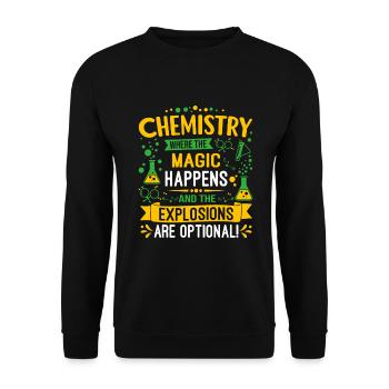 Chemistry: where the magic happens and the explosi - Unisex Sweatshirt - black - Front - Alina (178cm) & Michal (187cm)