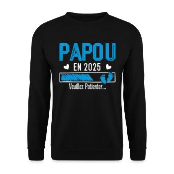 Papua im Jahr 2025 Zukunft Opa Geschenk - Unisex Pullover - Schwarz - Vorne - Alina (178cm) & Michal (187cm)