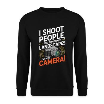 I shoot people and sometimes landscapes… with my c - Unisex Sweatshirt - black - Front - Alina (178cm) & Michal (187cm)