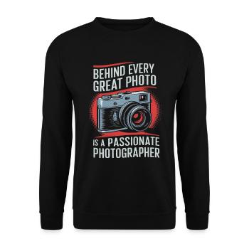 Derrière chaque grande photo se cache une photographie passionnée - Sweat-shirt Unisexe - noir - Devant - Alina (178cm) & Michal (187cm)
