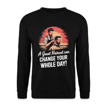 Une belle coupe de cheveux peut changer toute votre journée ! - Sweat-shirt Unisexe - noir - Devant - Alina (178cm) & Michal (187cm)