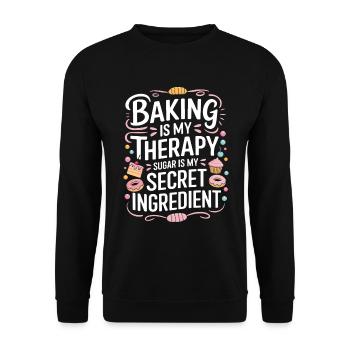 La pâtisserie est ma thérapie ; Le sucre est mon ingrédient secret - Sweat-shirt Unisexe - noir - Devant - Alina (178cm) & Michal (187cm)