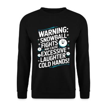 Avertissement : les batailles de boules de neige peuvent provoquer des rires excessifs - Sweat-shirt Unisexe - noir - Devant - Alina (178cm) & Michal (187cm)