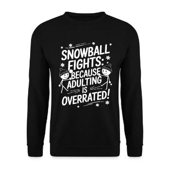 Batailles de boules de neige : parce que l’âge adulte est surfait ! - Sweat-shirt Unisexe - noir - Devant - Alina (178cm) & Michal (187cm)