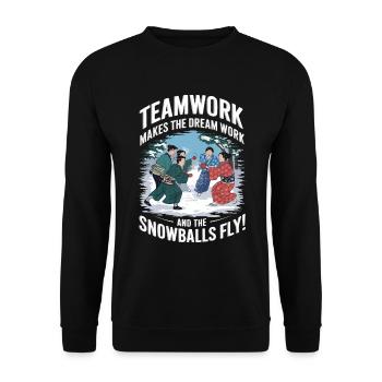 Teamwork macht den Traum wahr – und die Schneebälle - Unisex Pullover - Schwarz - Vorne - Alina (178cm) & Michal (187cm)