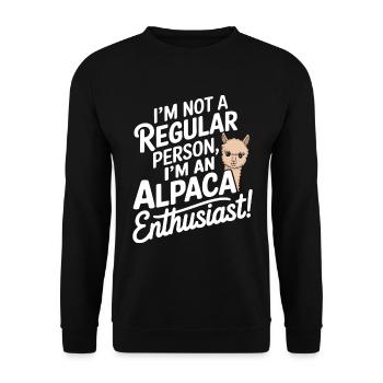 I’m not a regular person, I’m an alpaca enthusiast - Unisex Sweatshirt - black - Front - Alina (178cm) & Michal (187cm)