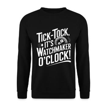 Tick-Tack, es ist Uhrmacher Uhr! - Unisex Pullover - Schwarz - Vorne - Alina (178cm) & Michal (187cm)