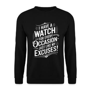J’ai une montre pour chaque occasion - tout comme ma e - Sweat-shirt Unisexe - noir - Devant - Alina (178cm) & Michal (187cm)