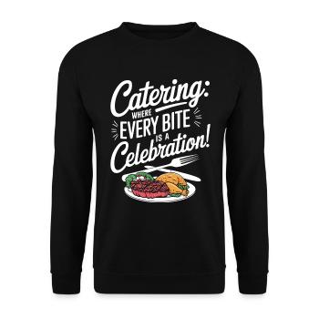 Catering: Wo jeder Bissen ein Fest ist! - Unisex Pullover - Schwarz - Vorne - Alina (178cm) & Michal (187cm)