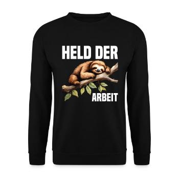 Held der Arbeit - Unisex Pullover - Schwarz - Vorne - Alina (178cm) & Michal (187cm)
