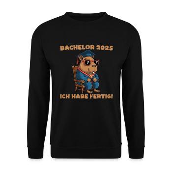 Bachelorprüfung bestanden Capybara Bachelortitel - Unisex Pullover - Schwarz - Vorne - Alina (178cm) & Michal (187cm)