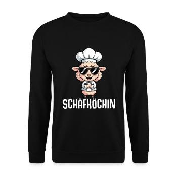 Schäfköchin Lustiges Schaf - Hobbyköchin - Unisex Pullover - Schwarz - Vorne - Alina (178cm) & Michal (187cm)