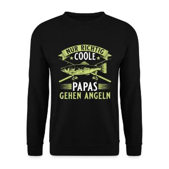 Angler Coole Papas angeln Vatertag - Unisex Pullover - Schwarz - Vorne - Alina (178cm) & Michal (187cm)