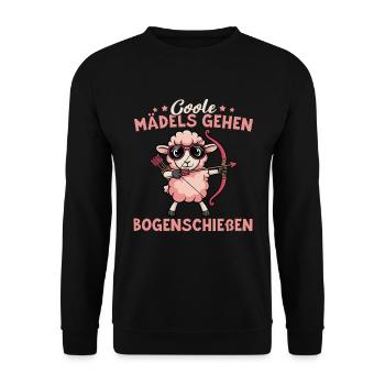 Schaf - Coole Mädels gehen Bogenschießen - Unisex Pullover - Schwarz - Vorne - Alina (178cm) & Michal (187cm)