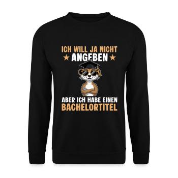 Studium bestanden Erdmännchen Bachelor Abschluss - Unisex Pullover - Schwarz - Vorne - Alina (178cm) & Michal (187cm)