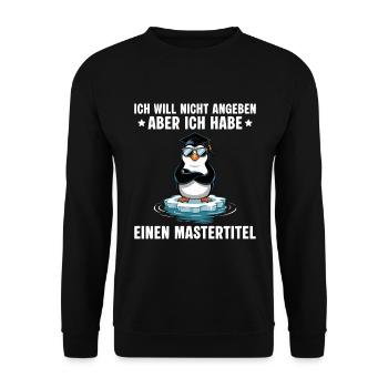 Mastertitel Pinguin Uni Master Abschluss - Unisex Pullover - Schwarz - Vorne - Alina (178cm) & Michal (187cm)