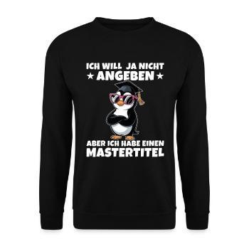 Master Abschlussprüfung Studium geschafft - Unisex Pullover - Schwarz - Vorne - Alina (178cm) & Michal (187cm)