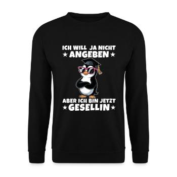 Gesellin Abgeschlossene Ausbildung Gesellenprüfung - Unisex Pullover - Schwarz - Vorne - Alina (178cm) & Michal (187cm)