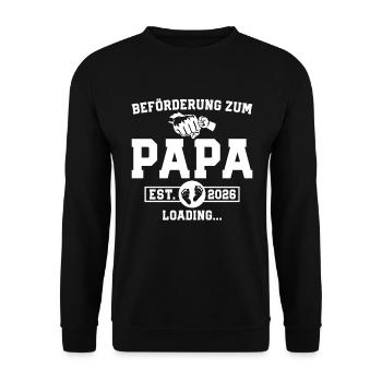 Papa 2026 Schwangerschaftsverkündung - Unisex Pullover - Schwarz - Vorne - Alina (178cm) & Michal (187cm)