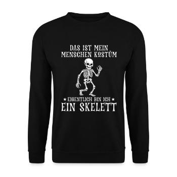 Halloween Skelett Kostüm - Unisex Pullover - Schwarz - Vorne - Alina (178cm) & Michal (187cm)