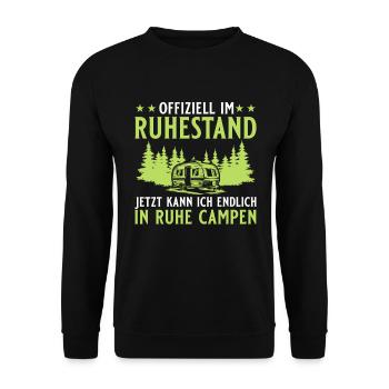 Ruhestand In Ruhe Campen - Rente - Unisex Pullover - Schwarz - Vorne - Alina (178cm) & Michal (187cm)