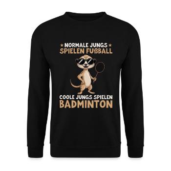 Federball - Coole Jungs spielen Badminton - Unisex Pullover - Schwarz - Vorne - Alina (178cm) & Michal (187cm)