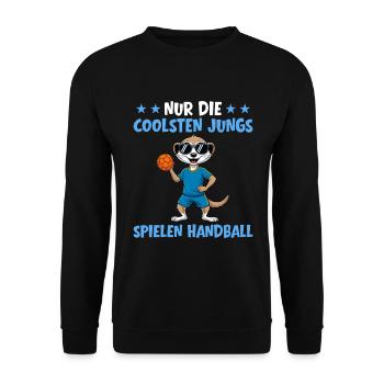 Nur die coolsten Jungs spielen Handball - Unisex Pullover - Schwarz - Vorne - Alina (178cm) & Michal (187cm)