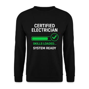 Électricien certifié prêt à l’action - Sweat-shirt Unisexe - noir - Devant - Alina (178cm) & Michal (187cm)