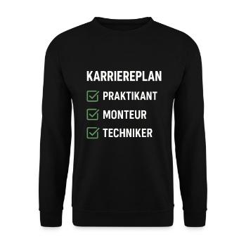 Karriereplan Praktikant bis Techniker - Unisex Pullover - Schwarz - Vorne - Alina (178cm) & Michal (187cm)