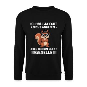 Gesellenprüfung Eichhörnchen Ausbildung Abschluss - Unisex Pullover - Schwarz - Vorne - Alina (178cm) & Michal (187cm)