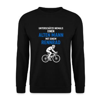 Rennrad-Opa mit Ausdauer - Unisex Pullover - Schwarz - Vorne - Alina (178cm) & Michal (187cm)