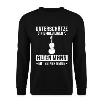 Violinist - Alter Mann mit Geige - Unisex Pullover - Schwarz - Vorne - Alina (178cm) & Michal (187cm)