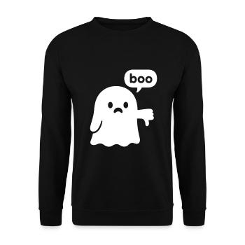 Ghost with thumbs down – boo! - Unisex Sweatshirt - black - Front - Alina (178cm) & Michal (187cm)