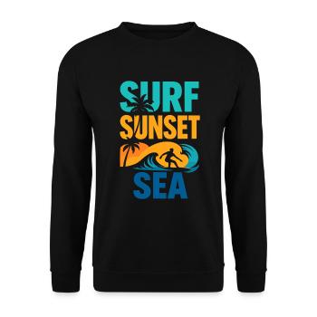 Surf Sunset Sea – Freedom by the Sea - Unisex Sweatshirt - black - Front - Alina (178cm) & Michal (187cm)