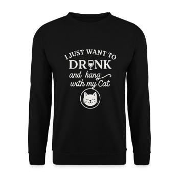Vin et amour des chats combinés - Sweat-shirt Unisexe - noir - Devant - Alina (178cm) & Michal (187cm)