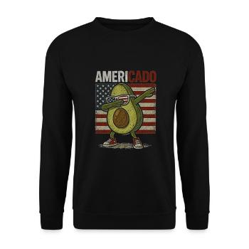 Avocado im USA-Stil mit Sonnenbrille - Unisex Pullover - Schwarz - Vorne - Alina (178cm) & Michal (187cm)