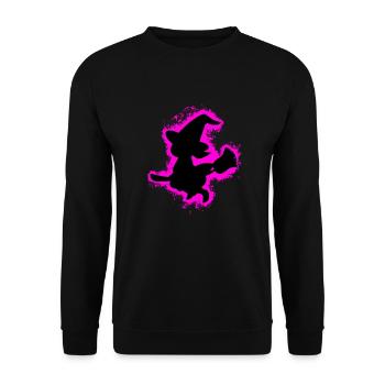 Fille sorcière rose et contour noir - Sweat-shirt Unisexe - noir - Devant - Alina (178cm) & Michal (187cm)
