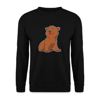 Grizzlybär Shirt | Wildlife Brown Bear Forest - Unisex Pullover - Schwarz - Vorne - Alina (178cm) & Michal (187cm)