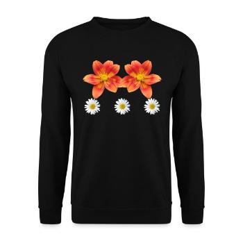 orange flower with daisies flower daisies - Unisex Sweatshirt - black - Front - Alina (178cm) & Michal (187cm)