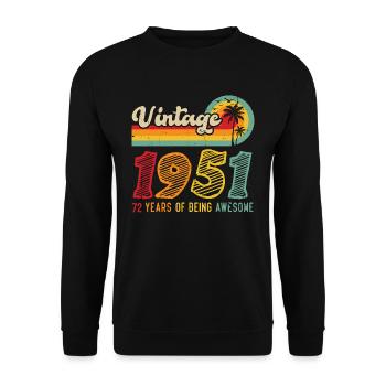 Vintage 1951, birthday gift 72 years - Unisex Sweatshirt - black - Front - Alina (178cm) & Michal (187cm)