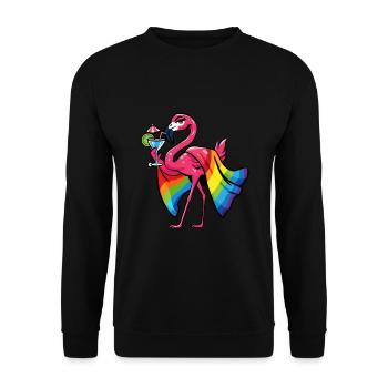 Pink Flamingo LGBTQ Pride Summer Tropical - Unisex Sweatshirt - black - Front - Alina (178cm) & Michal (187cm)