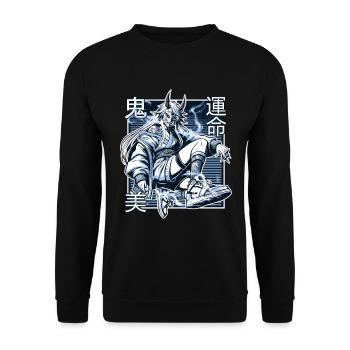 Démon Kunoichi bleu - Sweat-shirt Unisexe - noir - Devant - Alina (178cm) & Michal (187cm)