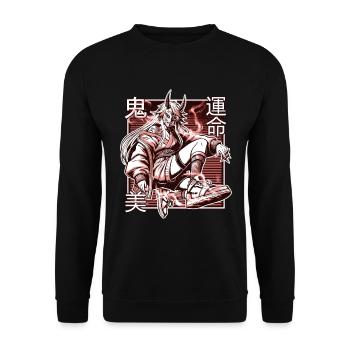 Démon Kunoichi Rouge - Sweat-shirt Unisexe - noir - Devant - Alina (178cm) & Michal (187cm)