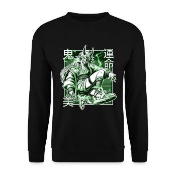 Démon Kunoichi Vert - Sweat-shirt Unisexe - noir - Devant - Alina (178cm) & Michal (187cm)