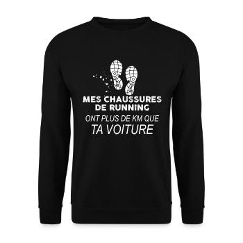 Course à pied idée cadeau humour citation - Sweat-shirt Unisexe - noir - Devant - Alina (178cm) & Michal (187cm)