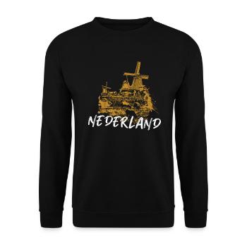 Illustration typical windmills in the Netherlands - Unisex Sweatshirt - black - Front - Alina (178cm) & Michal (187cm)