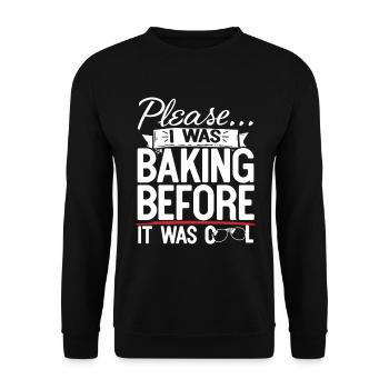 Please I Was Baking Before - Unisex Sweatshirt - black - Front - Alina (178cm) & Michal (187cm)