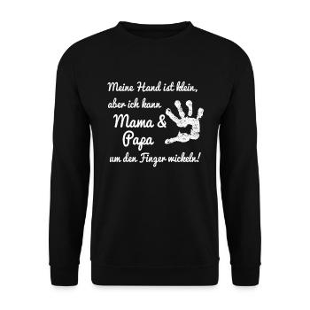 Maman et papa autour du doigt enrouler enfant - Sweat-shirt Unisexe - noir - Devant - Alina (178cm) & Michal (187cm)